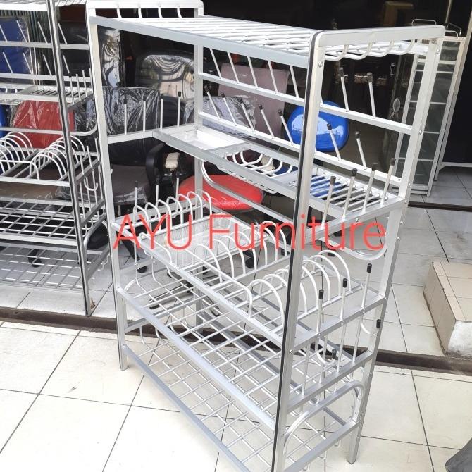 Rak Piring Terbuka Alumunium Pipa Besar Wafleursz