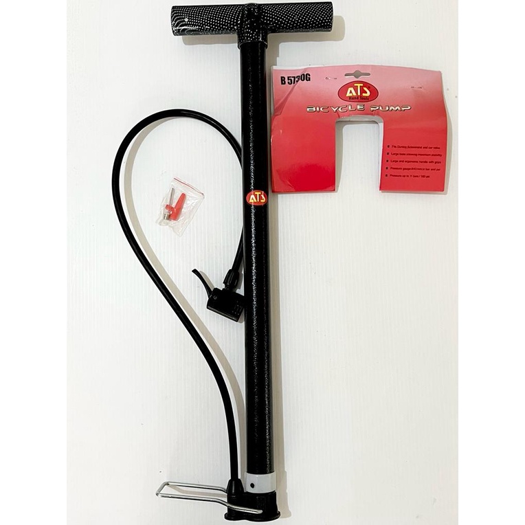 Alat Pompa Ban Lurus Sepeda Besar Besi Cor Hitam Full Mini Bicycle Pump ATS