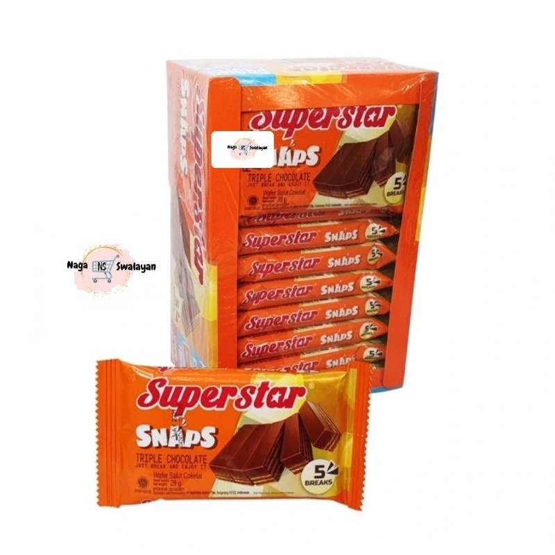 

SUPERSTAR SNAP WAFER COKELAT 5 BREAKS - 1 BOX = 12pcs @28gram