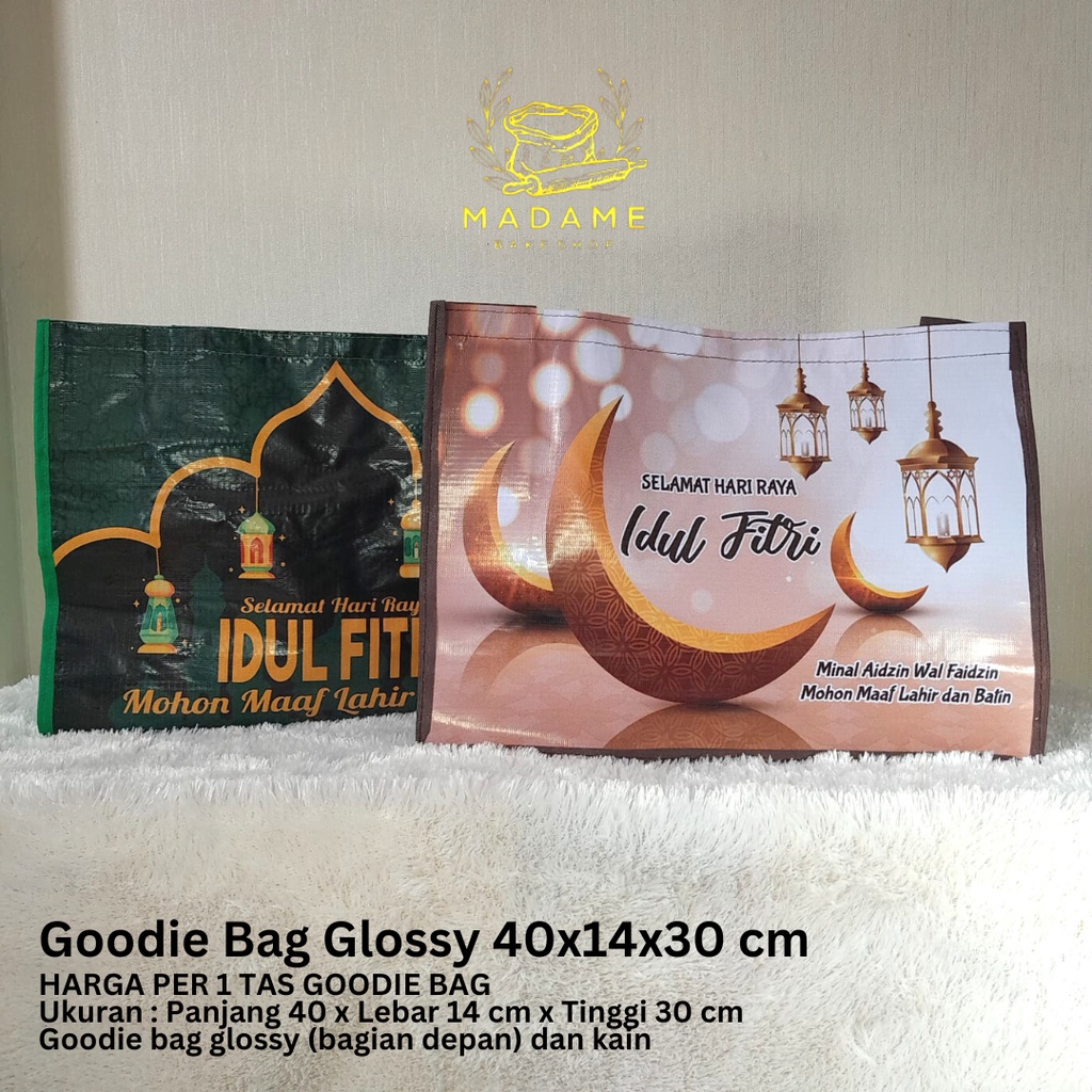 

Goodie Bag Tas Lebaran Idul Fitri Glossy JUMBO dan MEDIUM (Coklat / Hijau / Putih)