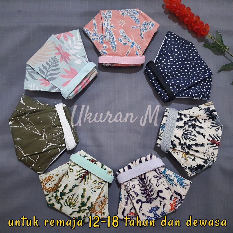 Masker Kain Anak Remaja Hijab Stopper Headloop Earloop Model Origami 3D Korea KF94 Non Medis Polos K