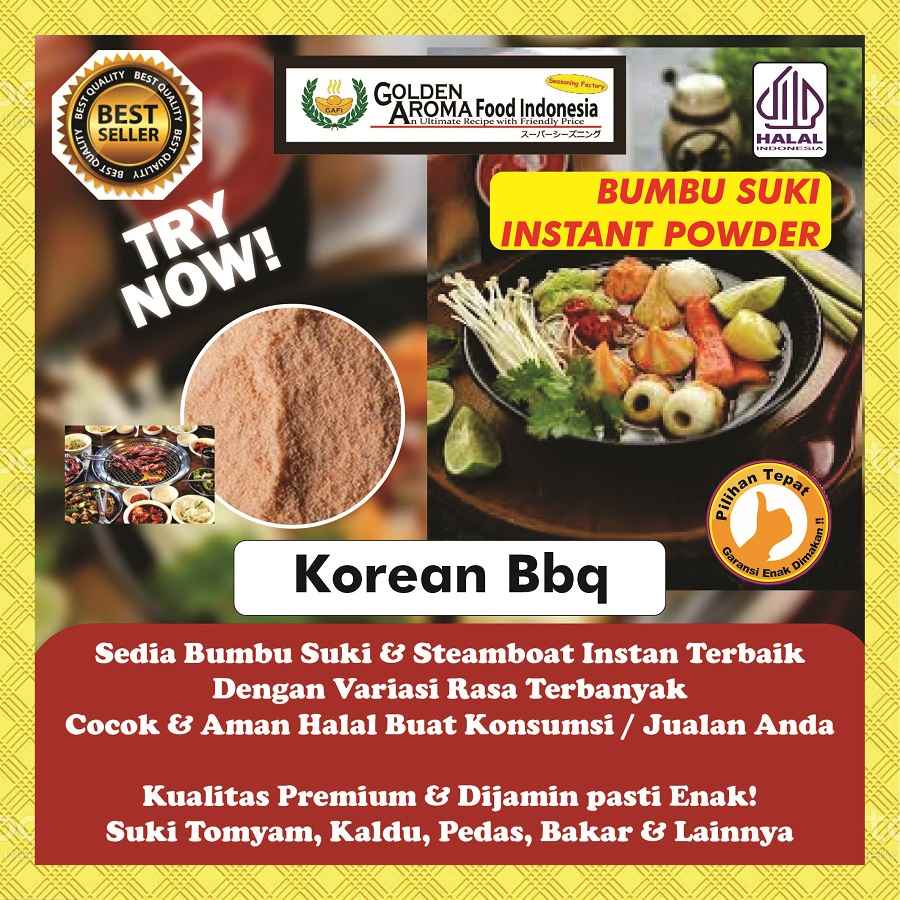 

BUMBU SUKI INSTAN Korean Bbq 1Kg Steamboat Shabu Hotpot Rasa Barbeque Korea Kiloan 1 Kg Barbekyu Halal Sabu Kuah Soup Original Stemboat Steambot Steamboot Sukiyaki Grill Bakar Instant Gafi Murah Enak Terbaik Premium Promo bukan Cedea