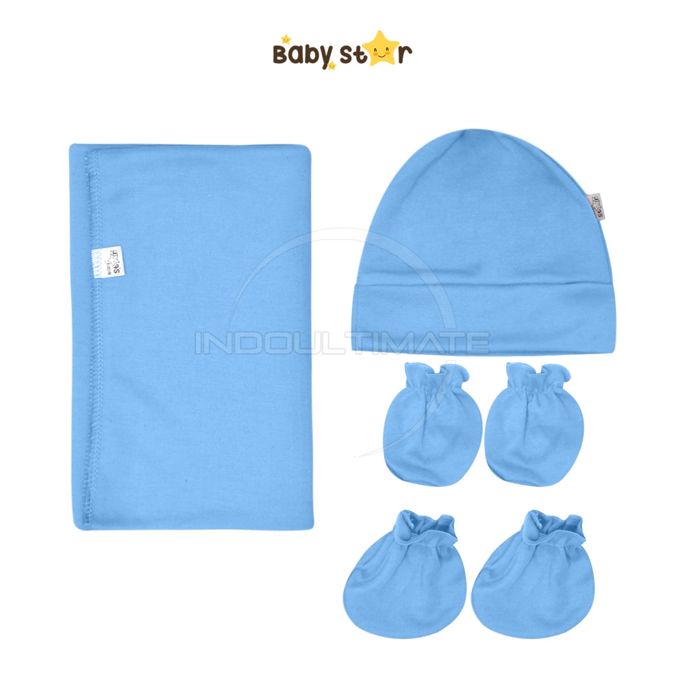 Paket Lengkap Bayi Baru Lahir 4in1 Paket Newborn Bedong Bayi + Topi + Sarung Tangan Kaki Bayi BABY STAR Perlengkapan Bayi Baru Lahir BCS-2290B