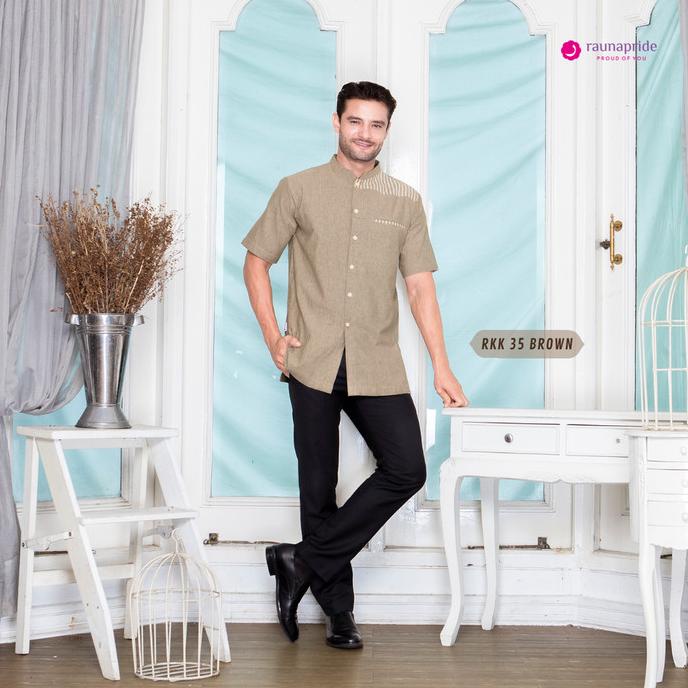 TERMURAH Rauna - Baju Muslim - Koko 35 Brown /BAJU KOKO PRIA/BAJU KOKO DEWASA/BAJU KOKO ANAK/BAJU KO