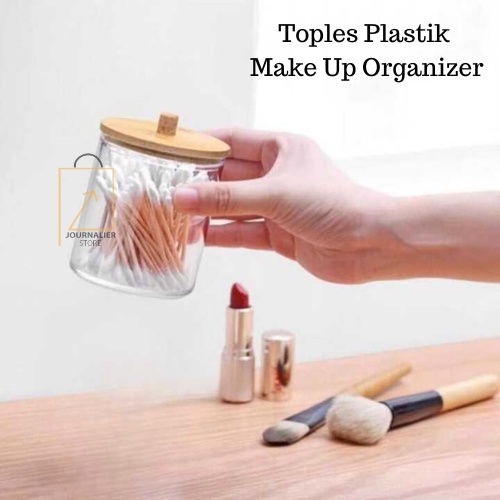 Tempat Kapas Cotton Bud Toples Plastik Make Up Organizer