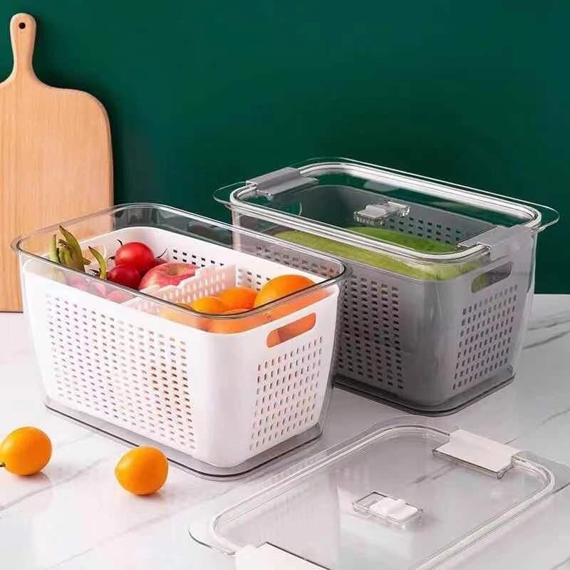 CEV Rak Kulkas Akrilik Kotak Makanan Box Container Acrylic Sayur Dan Buah Rak Kulkas Aesthetic