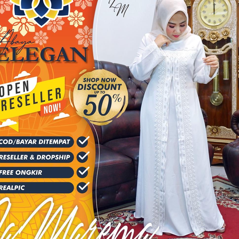 TERMURAH [LaMarema] Gamis Putih Wanita Mewah Abaya Putih Turkey Mewah Baju Gamis Abaya Putih Terbaru