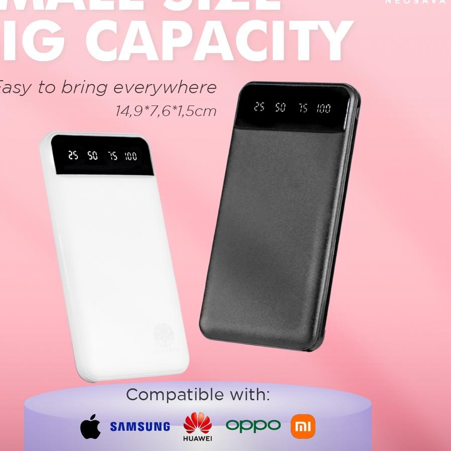 ✽ Powerbank 20000 mAh NEOSAVA Dual USB LED Mini Murah Fast Charging Original Android Universal ✱