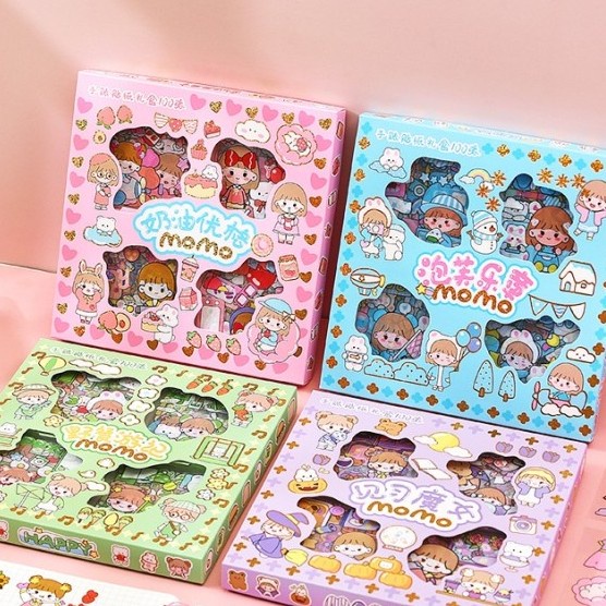 Momo Sticker Box / Deco Sticker Momo PVC Anti Air Isi 100 Lembar