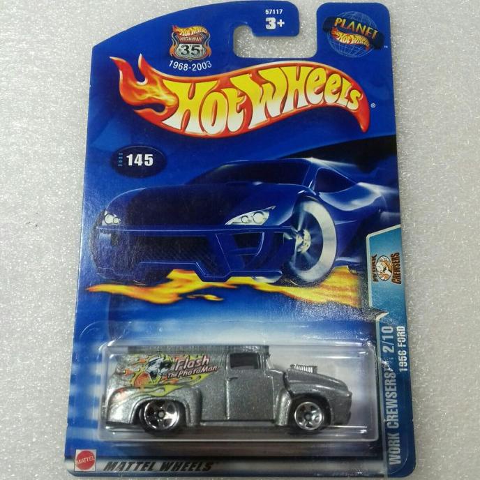 HOT WHEELS 1956 FORD. OPEN HOOD. WORK CREWSERS 2002. HW HIGHWAY 35TH.