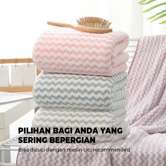 PROMO Handuk Mandi Zigzag Ukuran Standar Dewasa 70cm X 140cm  cm nyerap air bulu super halus handuk dewasa/anak-COD