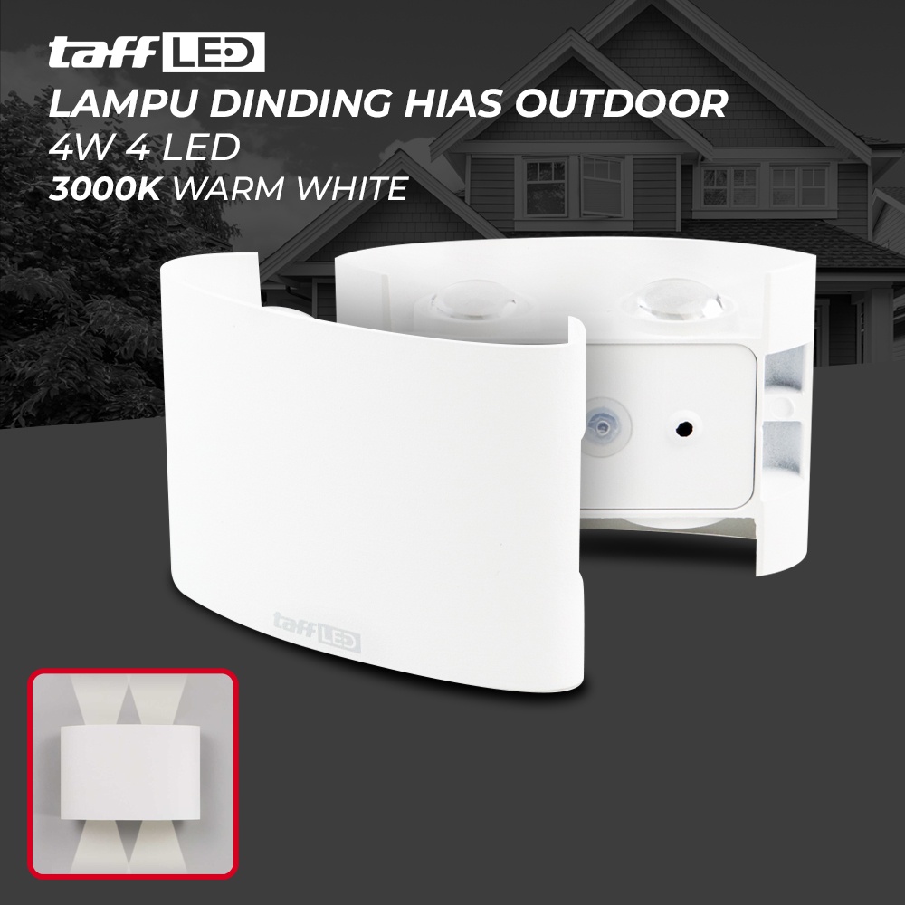 TaffLED Lampu Dinding Hias Outdoor Aluminium 4W 4 LED Warm White - B053 - Black - 7RLL14BK