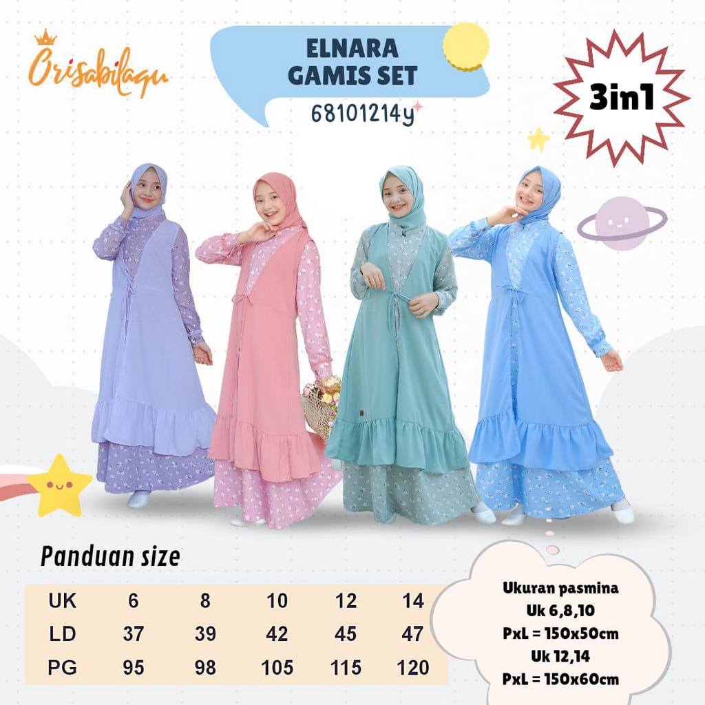 Gamis Remaja Elnara 3in1 by orisabilaqu