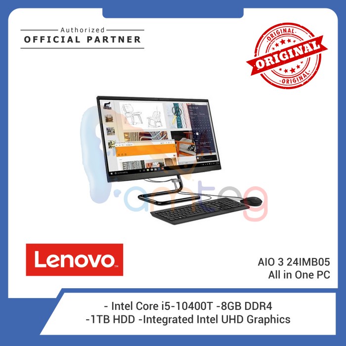 LENOVO PC AIO 3 24IMB05 / Intel i5 / 8GB / 1TB F0EU00RYID