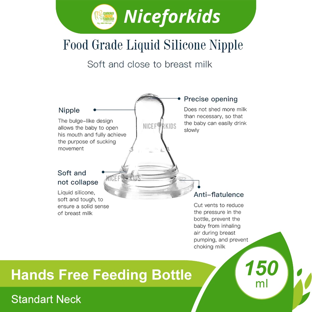 Hands Free Feeding Bottle 150ml Botol Susu Bayi Tanpa Dipegang Standart Neck Bottle