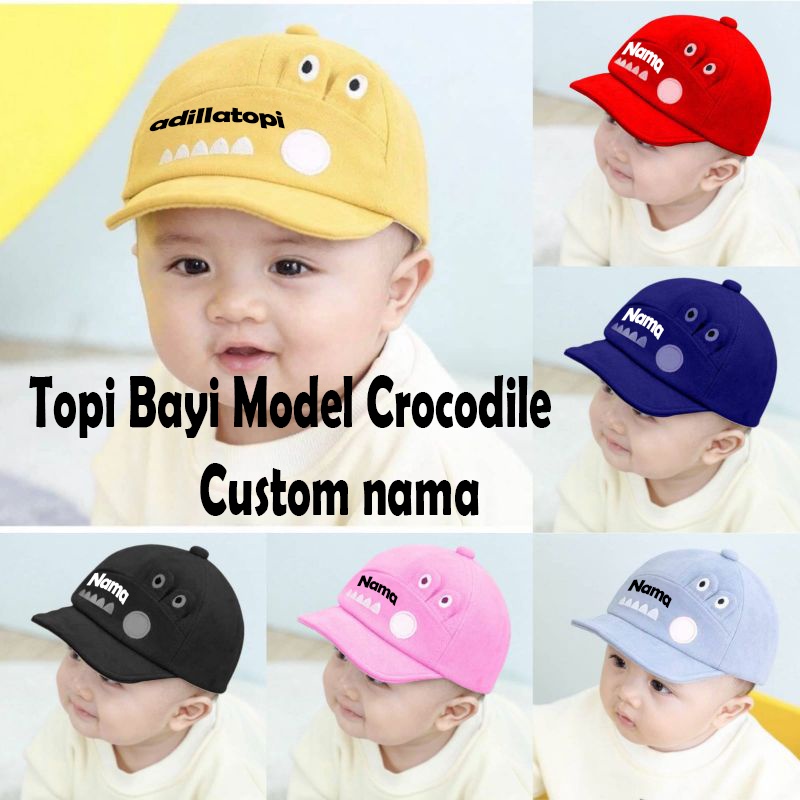 Topi Bayi|Topi Crocodile custom Bordir nama