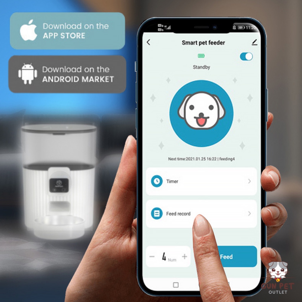 ⚡App+Camera Intercom⚡Smart Pet Feeder Automatic Pet Feeder APP WIFI Connect Kontrol Jarak Jauh 5 liter kerrg