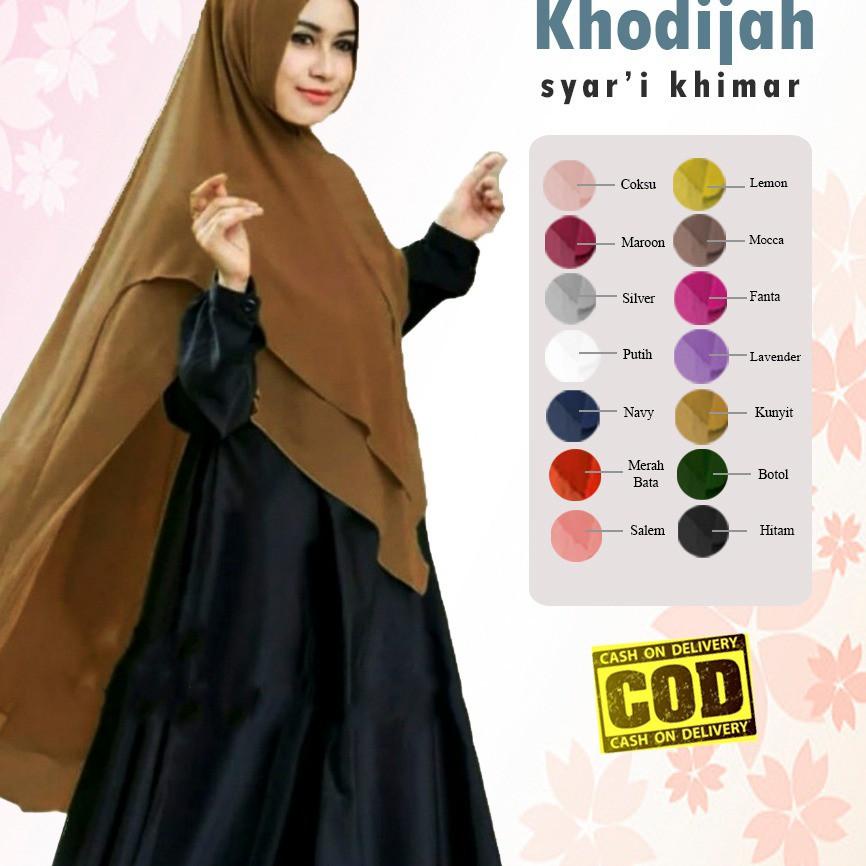 ➺ Jilbab Hijab Khimar Khadijah Syari Pad Busa ⅍