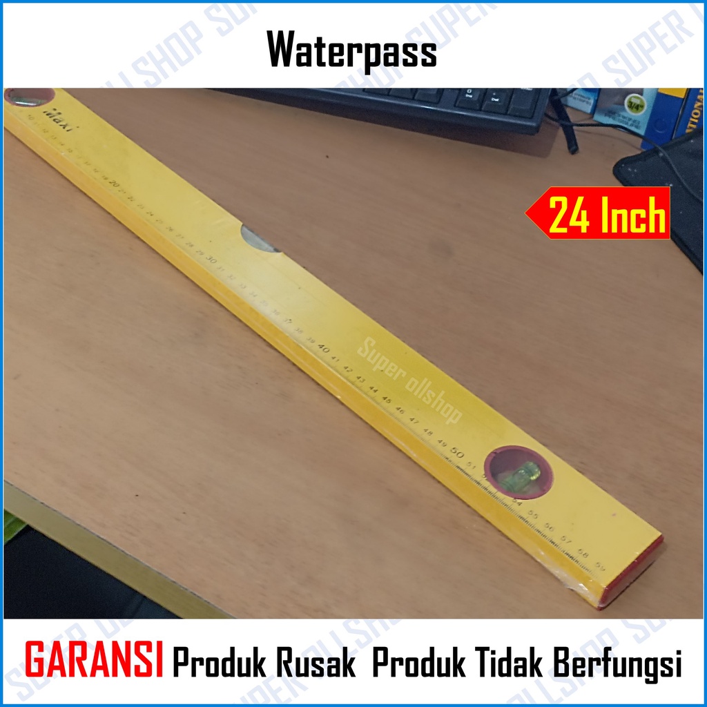 Waterpass Aluminium 18 Inch 45 Cm / Water Pas Panjang 24 Inch 60 Cm Alat Ukur Penggaris