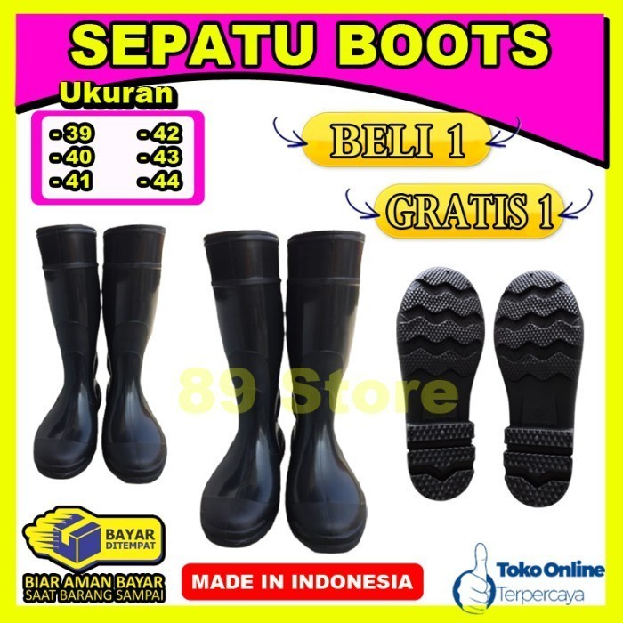 \\\\\] SEPATU BOOTS HITAM KARET PVC / SEPATU BOOTS PRIA PROYEK BANGUNAN MURAH