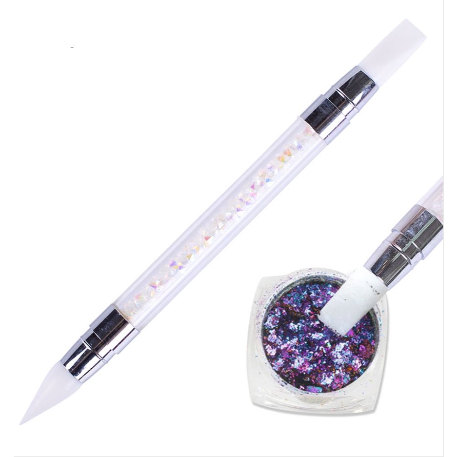 1Pcs SILICON SCRAPER / CARVING PEN 4D GEL NAIL ART / STICK SILIKON CARVED PEN BUNGA TIMBUL