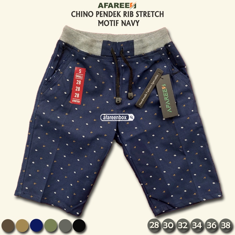 AFAREEN - Celana Chino Pria Pendek Pinggang Kolor Surfing Motif Chino Premium