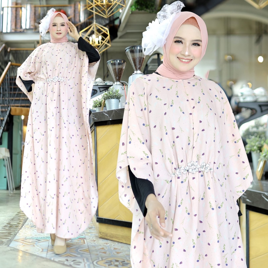 Kaftan Wanita Muslim Bahan Crinkle Kekinian NO INNER Anisa HOPYLOVY