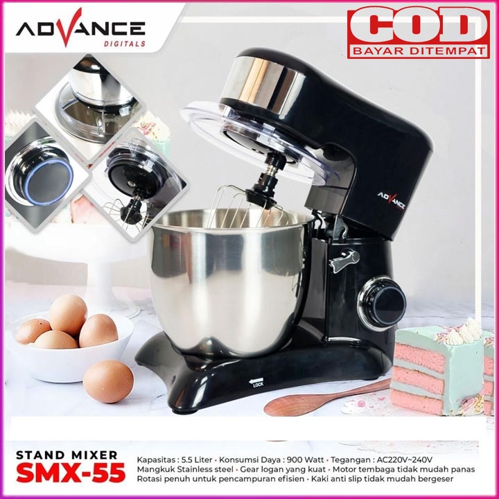 Advance SMX 55 Stand mixer Com 5.5 Liter Standing Mixer Dengan Mangkuk BERGARANSI RESMI MANTAP