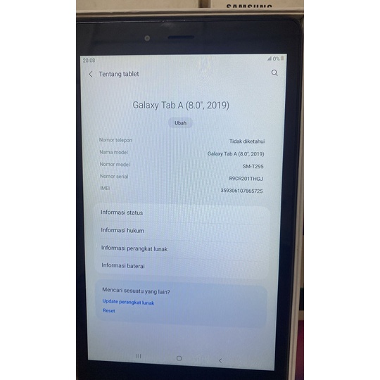 Samsung Tab A 2019 32GB Layar 8inch Second Fullset Mulus Siap Pakai