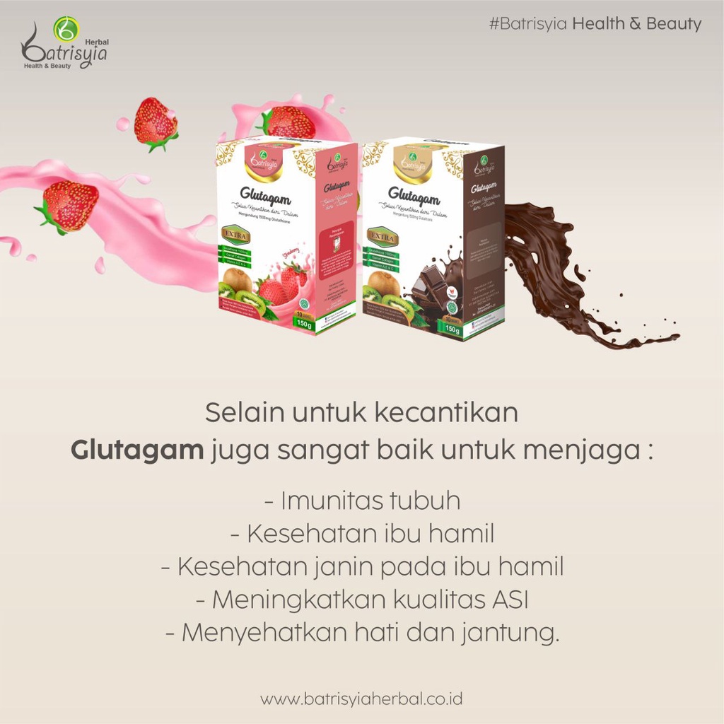 1sacet glutagam batrisyia herbal glutamilk batrisya minuman collagen kecantikan rasa strawbery batrisia