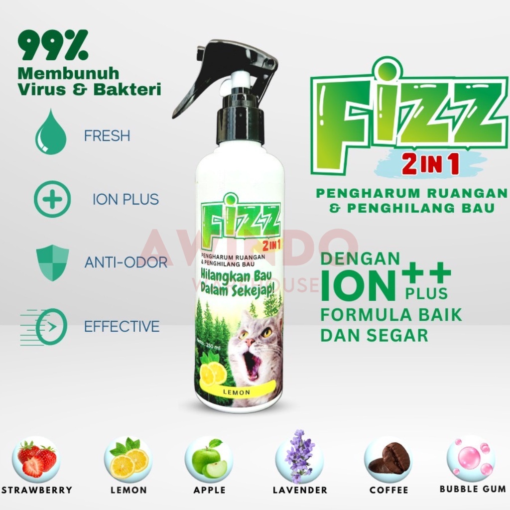 Spray Penghilang Bau Kotoran Poop Pup Hewan Anjing Kucing Kelinci Sugar Glider Hamster 250ml