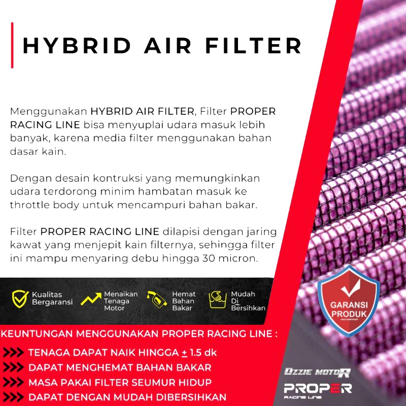 AIR FILTER SARINGAN UDARA FILTER UDARA PROPER RACING LINE R25 MT 25