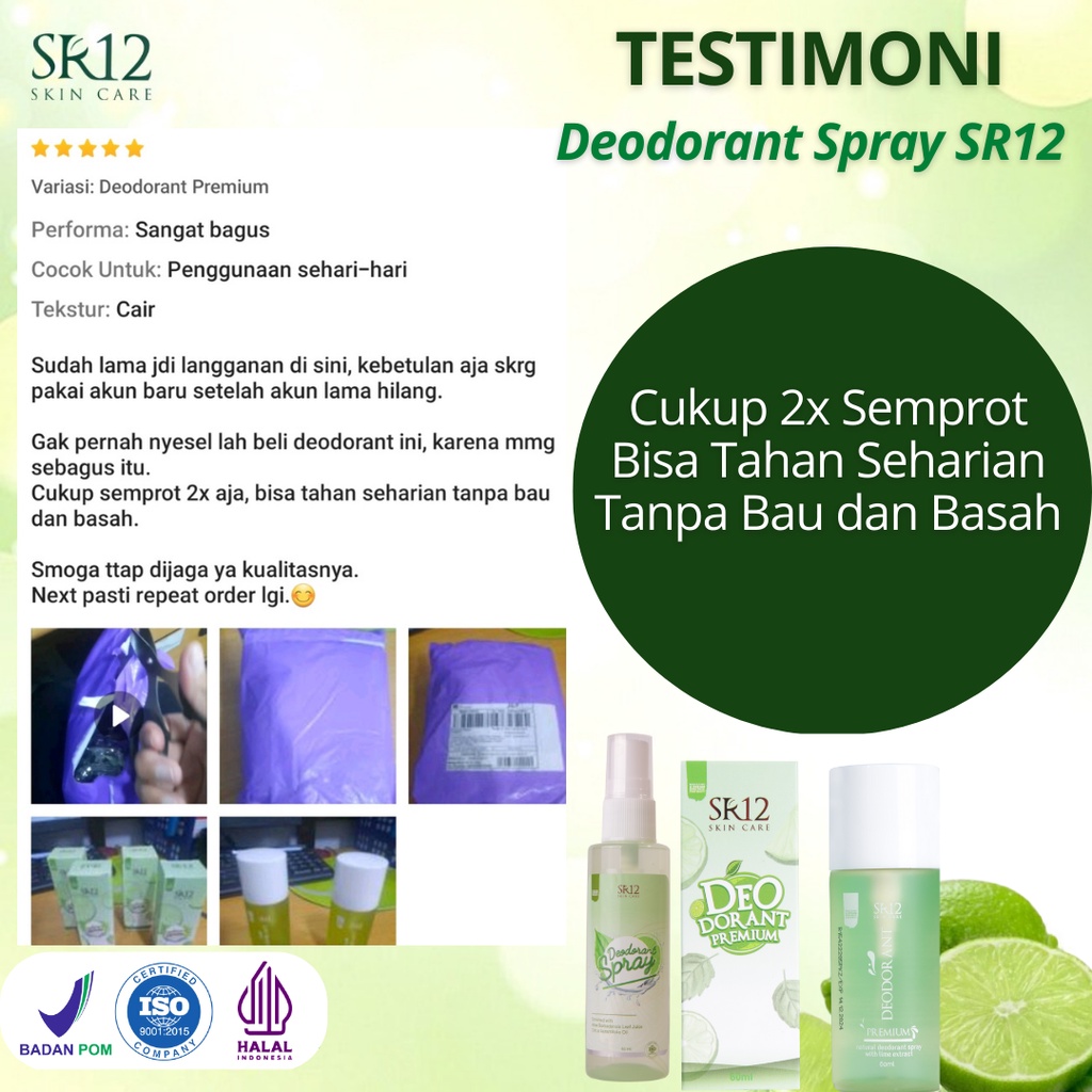 Deodorant Spray SR12 Bebas Bau Badan / Mengontrol Keringat / Mencerahkan Ketiak Hitam / Non Alkohol