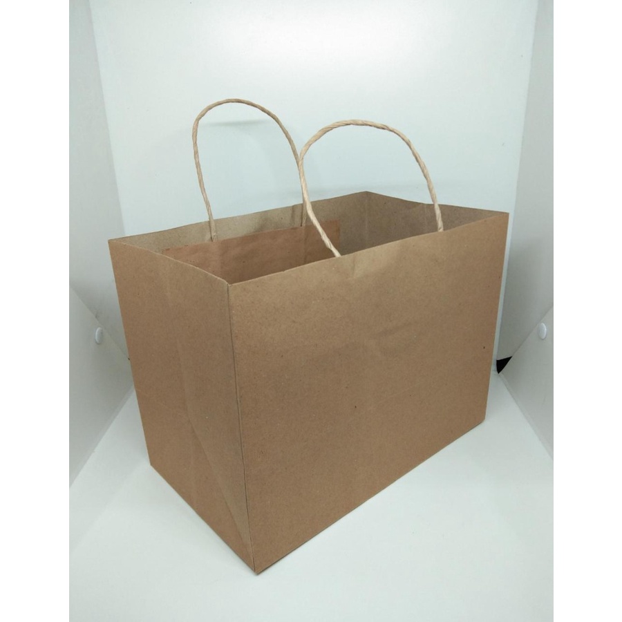 

10pcs PAPERBAG KRAFT BROWNIES BOX TALI 26x15x19cm