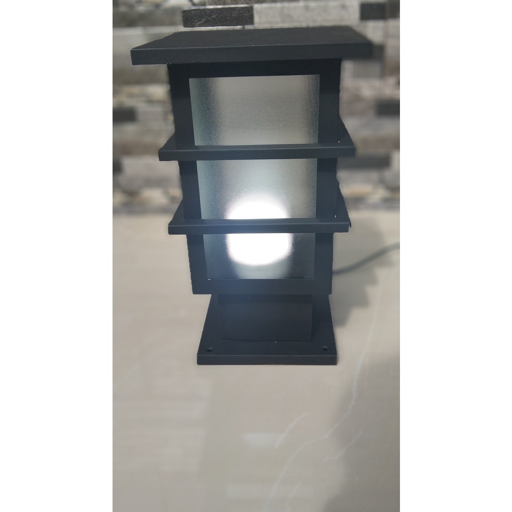 Lampu pilar pagar topi rata dekorasi pagar