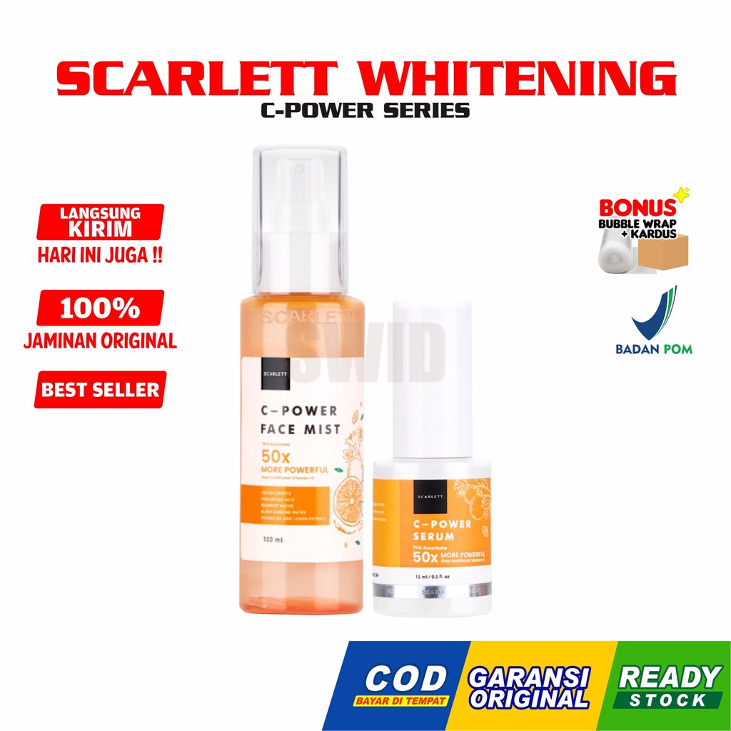 Scarlett Whitening Combo C-Power Face Mist |Serum 50x More Powerful BPOM Original 100% by Felicya Angelista