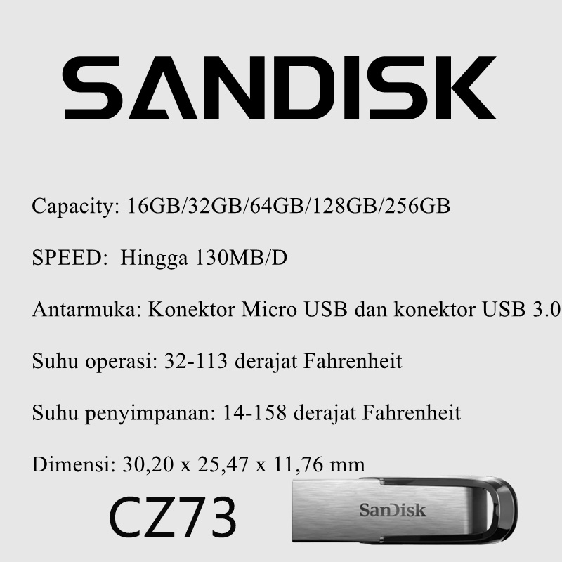 FLASHDISK Cruzer Blade CZ50 USB 2.0 / CZ73 USB 3.0 FLASH DISK 8GB/16GB/ 32GB/64GB/128GB High Reading Speed