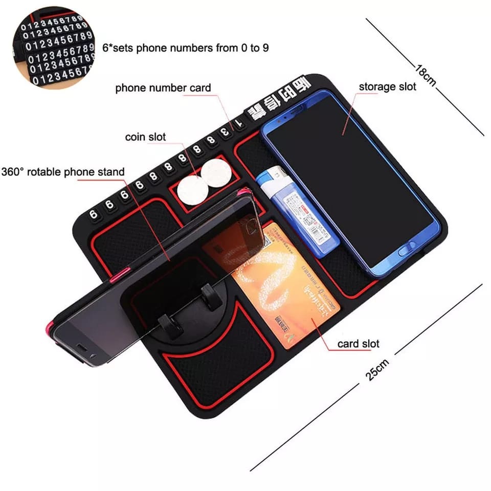 DM -  Phone Holder Mat Alas Mobil Dashboard + Mounting Dudukan Hp Handphone Anti Slip Multifungsi