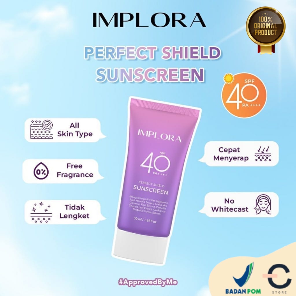 [BPOM &amp; ORI] IMPLORA Perfect Shield Sunscreen SPF 40 PA++++ | Sunscreen Wajah | Pelindung dari Sinar Matahari