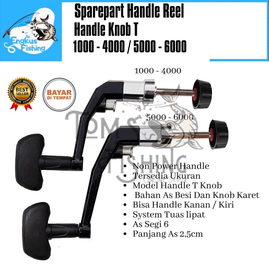 Sparepart Handle Reel Pancing T Knob 1000 - 6000 (Non Power Handle) Lipat Murah - Engkus Fishing