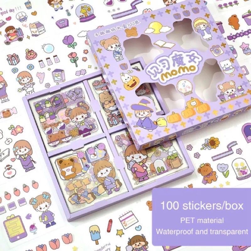 sticker isi 100 lembar box / sticker waterproof transparant