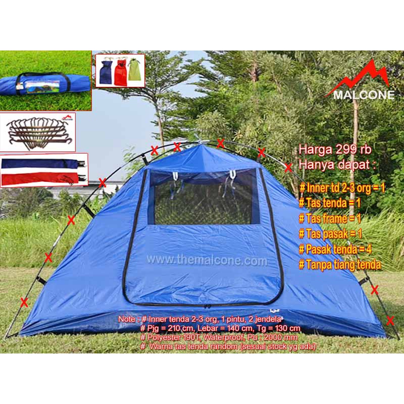 Inner tenda dome  2-3 org (1pintu 2 Jendela)