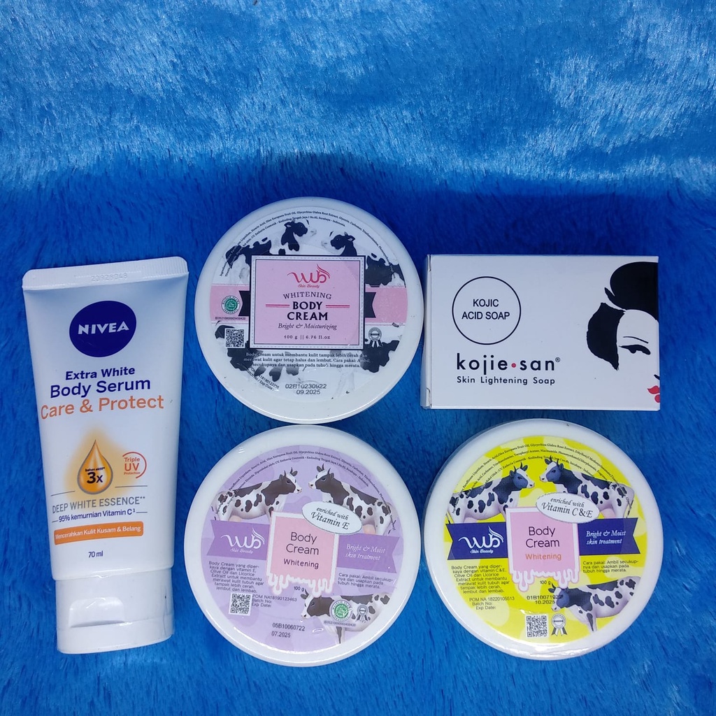 PAKET PEMUTIH BADAN WUB BODY CREAM + NIVEA BODY SERUM + SABUN KOJIE SAN ORIGINAL