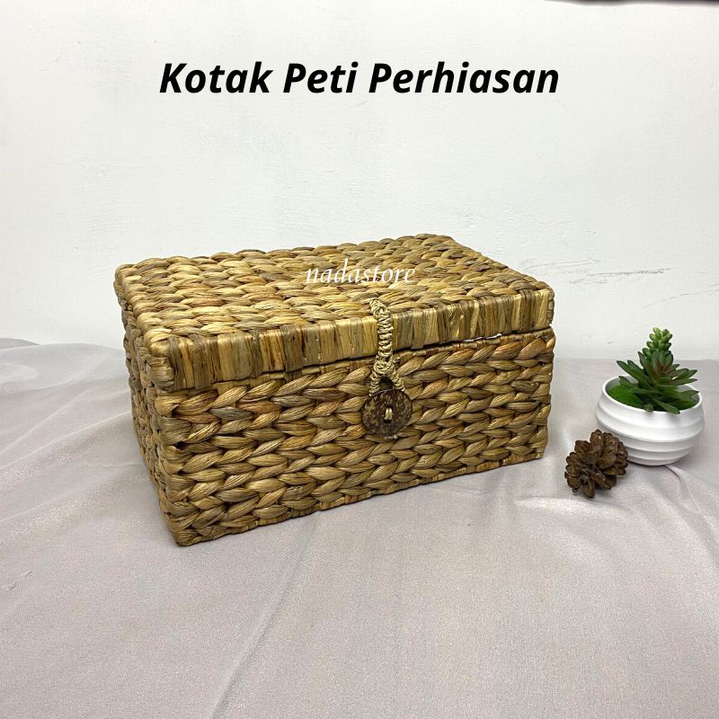 KOTAK PENYIMPANAN / BOX PETI ANYAMAN ENCENG GONDOK SERBAGUNA KUAT KOKOH RANGKA BESI