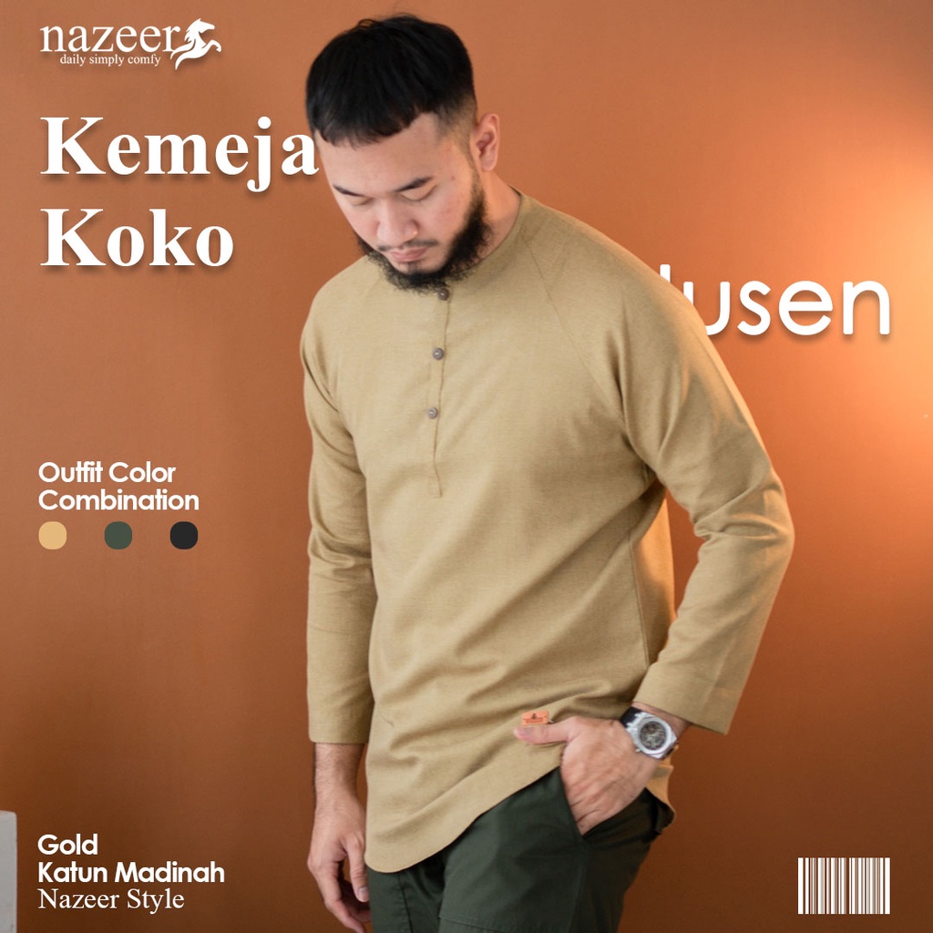 NAZEER Koko Pria Basic Simpel Elegan Lengan Panjang HUSEN