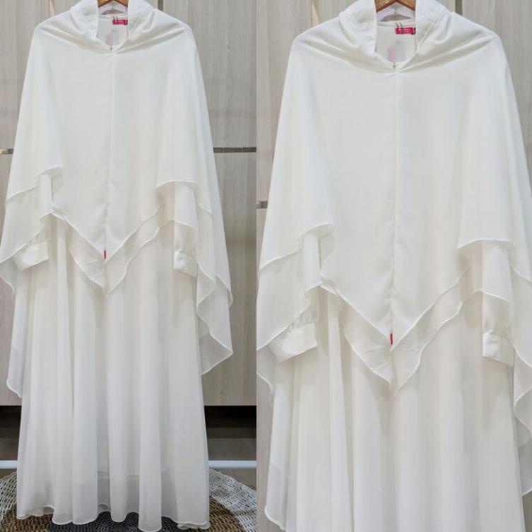 MURAH BANGET gamis ceruty syari babydoll putih set khimar gamis syari muslimah jumbo gamis syari pol