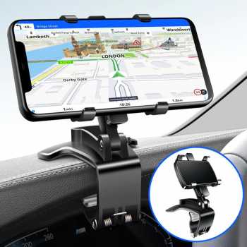 Holder Hp Mobil Universal Jepit Dashboard Bracket Car Smartphone / Stand Dudukan Tempat Penyangga Hp Handphone GPS Navigasi Rotasi Putar 360 Derajat di Dashboard Mobil Kuat / Tempat Hp Mobil Fortuner Calya Agya Avanza Model Terbaru / Pegangan Hp Mobil