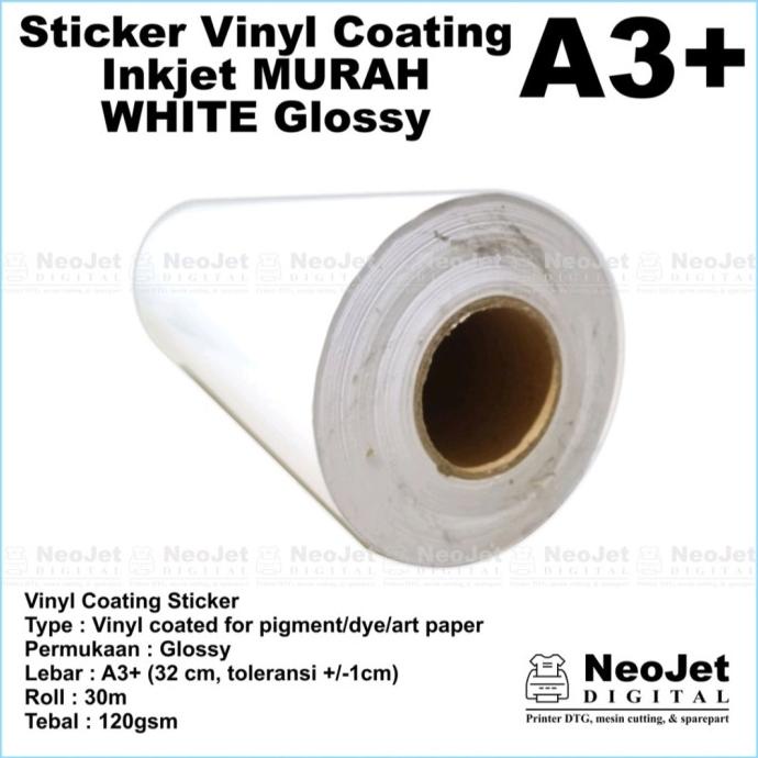 

Vinyl Coating Sticker For Inkjet Printer 30 m White Gloss A3+