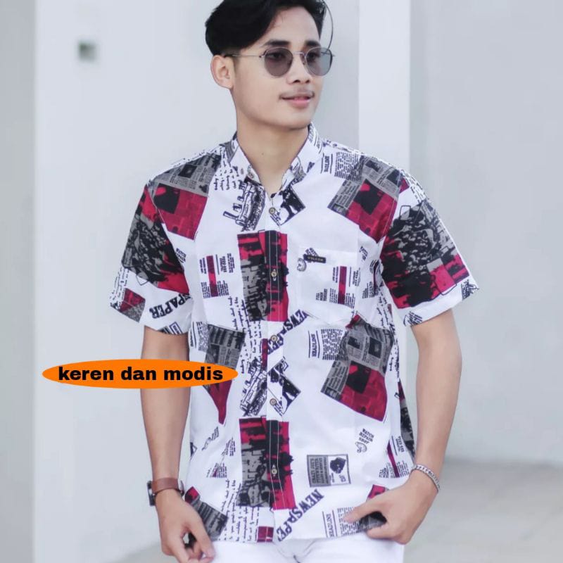 KEMEJA MOTIF PANTAI PRIA DAN WANITA LENGAN PENDEK,BAJU DISTRO SURFING MOTIF PANTAI TERBARU