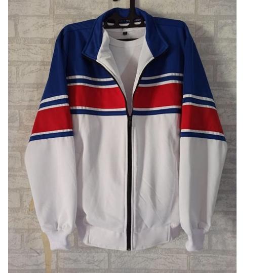 ♢ jaket traktop biru/ putih Lis merah ♫